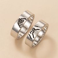 Personality Jewelry Cartoon Love Couple Ring Geometric Letter Ring Set main image 8
