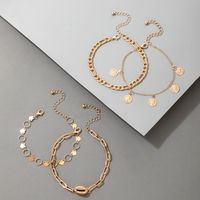 Fashion Jewelry Beach Style Love Circle Piece Chain 4-piece Set Chain Golden Anklet Jewelry main image 4