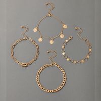 Fashion Jewelry Beach Style Love Circle Piece Chain 4-piece Set Chain Golden Anklet Jewelry main image 5
