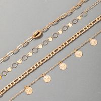 Fashion Jewelry Beach Style Love Circle Piece Chain 4-piece Set Chain Golden Anklet Jewelry main image 6