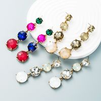 Fashion Color Diamond Series Alloy Super Flash Long Earring Female Wholesale main image 1