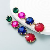 Fashion Color Diamond Series Alloy Super Flash Long Earring Female Wholesale main image 5