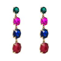 Fashion Color Diamond Series Alloy Super Flash Long Earring Female Wholesale main image 7