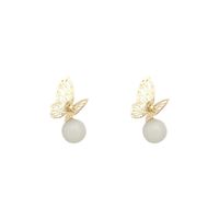 European And American Simple Hollow Butterfly Opal Earrings Retro Ear Jewelry main image 5