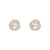 Korean Version Of Simple Geometric Diamond Pearl Ear Jewelry Earrings main image 5