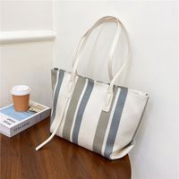Bag Large Capacity Commuter Canvas Bag 2021 New Trendy Net Red Striped Tote Bag sku image 1