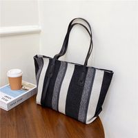 Bag Large Capacity Commuter Canvas Bag 2021 New Trendy Net Red Striped Tote Bag sku image 2