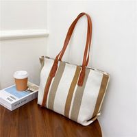 Bag Large Capacity Commuter Canvas Bag 2021 New Trendy Net Red Striped Tote Bag sku image 3