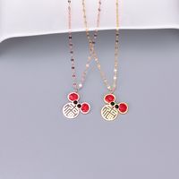 L41 Year Of The Rat Opportunity Knocks Zodiac Rat Necklace Titanium Steel Clavicle Chain Fashion Little Mouse Pendant Natal Year Gift sku image 1