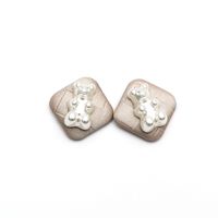 Korean Temperament Elegant Exaggerated Geometric Heart Three-dimensional Bear Earrings sku image 1