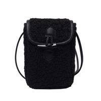 Women's Small Shearling Solid Color Streetwear Square Lock Clasp Shoulder Bag Crossbody Bag sku image 1