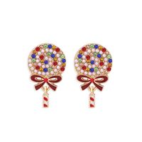 European And American Alloy Color Diamond Pearl Lollipop Earrings Female Creative Earrings sku image 1