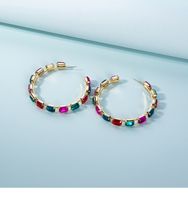 New European And American Luxury Diamond Glass Colorful Crystals Earring Eardrop Geometric Simple And Elegant Earrings Cross-border Hot Sale sku image 1