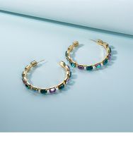Neue Europäische Und Amerikanische Luxus-diamant Glas Farb Farb Diamant Ohrringe Geometrisch Einfache Temperament Ohrringe Grenz Überschreiten Der Heißer Verkauf sku image 2