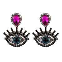 Retro Luxury Full Diamond Devil's Eye Earrings Alloy Drop Eye Earrings sku image 1