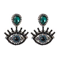 Retro Luxury Full Diamond Devil's Eye Earrings Alloy Drop Eye Earrings sku image 2