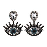 Retro Luxury Full Diamond Devil's Eye Earrings Alloy Drop Eye Earrings sku image 5