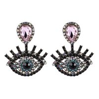Retro Luxury Full Diamond Devil's Eye Earrings Alloy Drop Eye Earrings sku image 6