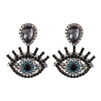 Retro Luxury Full Diamond Devil's Eye Earrings Alloy Drop Eye Earrings sku image 7
