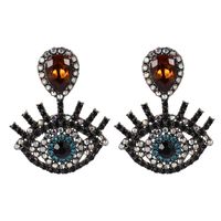 Retro Luxury Full Diamond Devil's Eye Earrings Alloy Drop Eye Earrings sku image 8