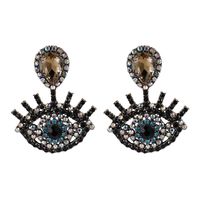 Retro Luxury Full Diamond Devil's Eye Earrings Alloy Drop Eye Earrings sku image 10