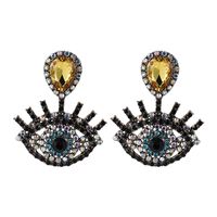 Retro Luxury Full Diamond Devil's Eye Earrings Alloy Drop Eye Earrings sku image 11