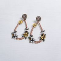 Européenne Et Américaine De La Mode Minimaliste Géométrique Alliage Strass Perle Fleur Fleur Boucles D'oreilles Tempérament Sauvage Croix-frontière Femelle Boucles D'oreilles sku image 1