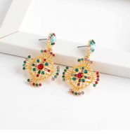 Fashion Color Diamond Hollow Design Alloy Diamond Earrings Retro Palace Style Earrings sku image 1