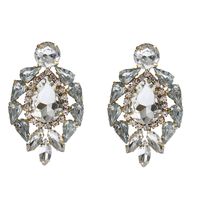 Fashion Cold Wind Leaf-shaped Multi-layer Alloy Diamond-studded Glass Diamond Earrings sku image 4