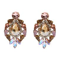 Fashion Cold Wind Leaf-shaped Multi-layer Alloy Diamond-studded Glass Diamond Earrings sku image 5