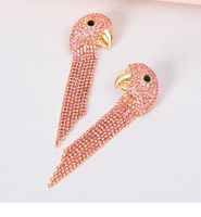 Creative Alloy Diamond Rhinestone Parrot Head Tassel Earrings sku image 1