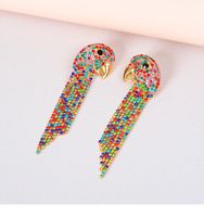 Creative Alloy Diamond Rhinestone Parrot Head Tassel Earrings sku image 2