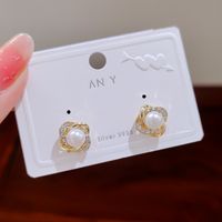 Simple Rose Gold Pearl Earrings Korean New Simple Retro Earrings Female Wholesale sku image 1