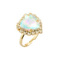 New Fashion Small Heart-shaped Ring Personality Alloy Diamond Color Peach Heart Ring sku image 2