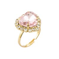 New Fashion Small Heart-shaped Ring Personality Alloy Diamond Color Peach Heart Ring sku image 3