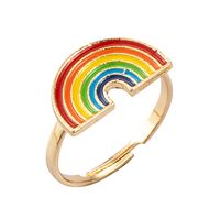 New Cute Cartoon Heart-shaped Butterfly Ring Personality Simple Dripping Rainbow Open Ring sku image 2