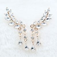 Retro Leaf Tassel Earrings Alloy Diamond-studded Crystal Earrings Wholesale sku image 1
