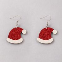 European And American New Red Christmas Hat Ear Hook Irregular Hat Earrings sku image 1