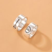 Personality Jewelry Cartoon Love Couple Ring Geometric Letter Ring Set sku image 14