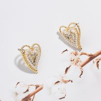 Korean Pearl Heart 2021 New Trendy Niche Alloy Earrings Female Wholesale main image 3