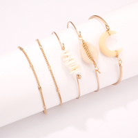 2021 Nouveaux Bijoux Mode Créatif Alliage Corne Shell Bracelet Cinq Pièces Bracelet main image 8