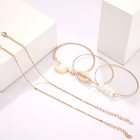2021 Nouveaux Bijoux Mode Créatif Alliage Corne Shell Bracelet Cinq Pièces Bracelet main image 9