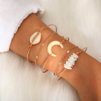2021 New Jewelry Fashion Creative Alloy Horn Shell Five-piece Bracelet Bracelet sku image 1