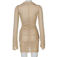 Autumn And Winter New Solid Color V-neck Long-sleeved Irregular Sexy Tight-fitting Hip Dress main image 10