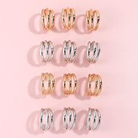6 Pairs Of Gold And Silver Alloy Hoop Earrings Set main image 2