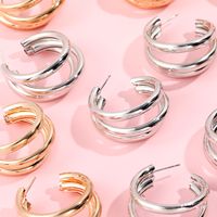 6 Pairs Of Gold And Silver Alloy Hoop Earrings Set main image 5