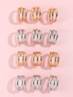 6 Pairs Of Gold And Silver Alloy Hoop Earrings Set main image 6