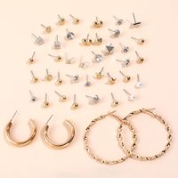 21 Pairs Of Gold And Silver Diamond Hoop Stud Earrings Set main image 3