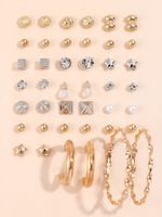 21 Pairs Of Gold And Silver Diamond Hoop Stud Earrings Set main image 5