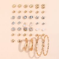 21 Pairs Of Gold And Silver Diamond Hoop Stud Earrings Set sku image 1